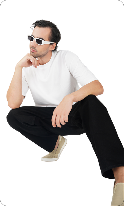 Pure Snow White - Solid Unisex Oversized T-Shirt